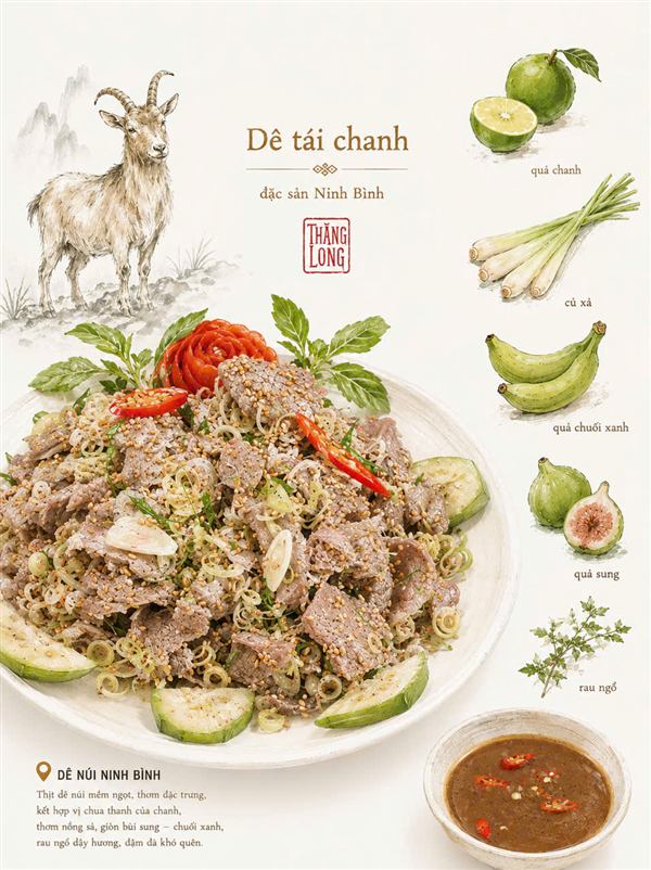 Dê tái chanh — nhà hàng Thăng Long Ninh Bình