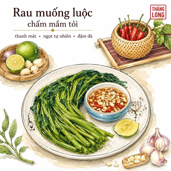 Rau muống xào/luộc — nhà hàng Thăng Long Ninh Bình